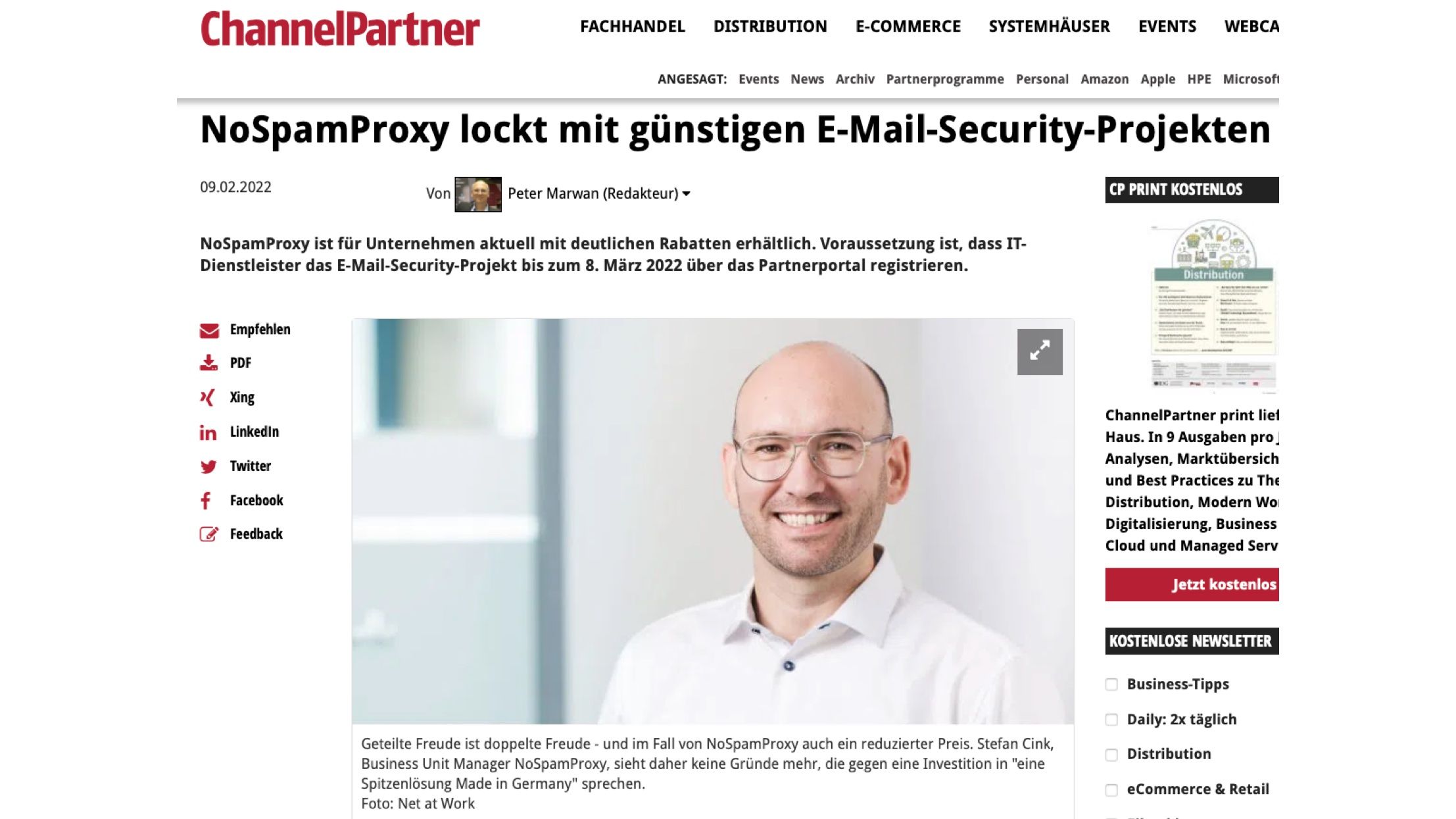 Artikel "NoSpamProxy lures with cheap email security projects" in all-about-security