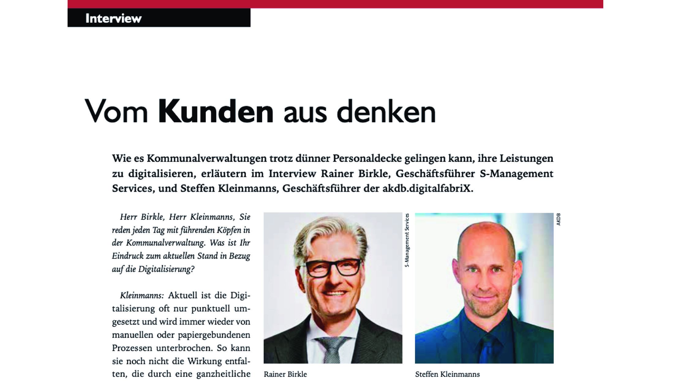 Image of article "Vom Kunden aus denken" in magazine Kommune21